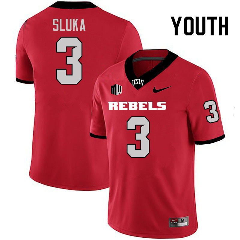 Youth #3 Matthew Sluka UNLV Rebels College Football Jerseys Stitched-Scarlet